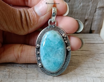 Handmade Larimar Pendant: 925 Sterling Silver Gemstone