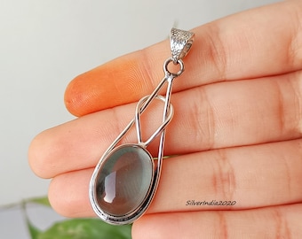 Handmade Aquamarine Pendant, 925 Sterling Silver Necklace, Minimalist Jewelry
