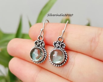 Handmade Aquamarine Dangle Earrings: 925 Sterling Silver Jewelry