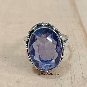 Natural Iolite Band Ring, 925 Sterling Silver, Handmade Ring, Beautiful Ring, Women Ring, Anniversary Ring, Natural Iolite Stone, Gift .