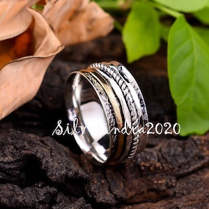 Sterling Silver Spinner Ring: Dainty Fidget Anxiety Ring