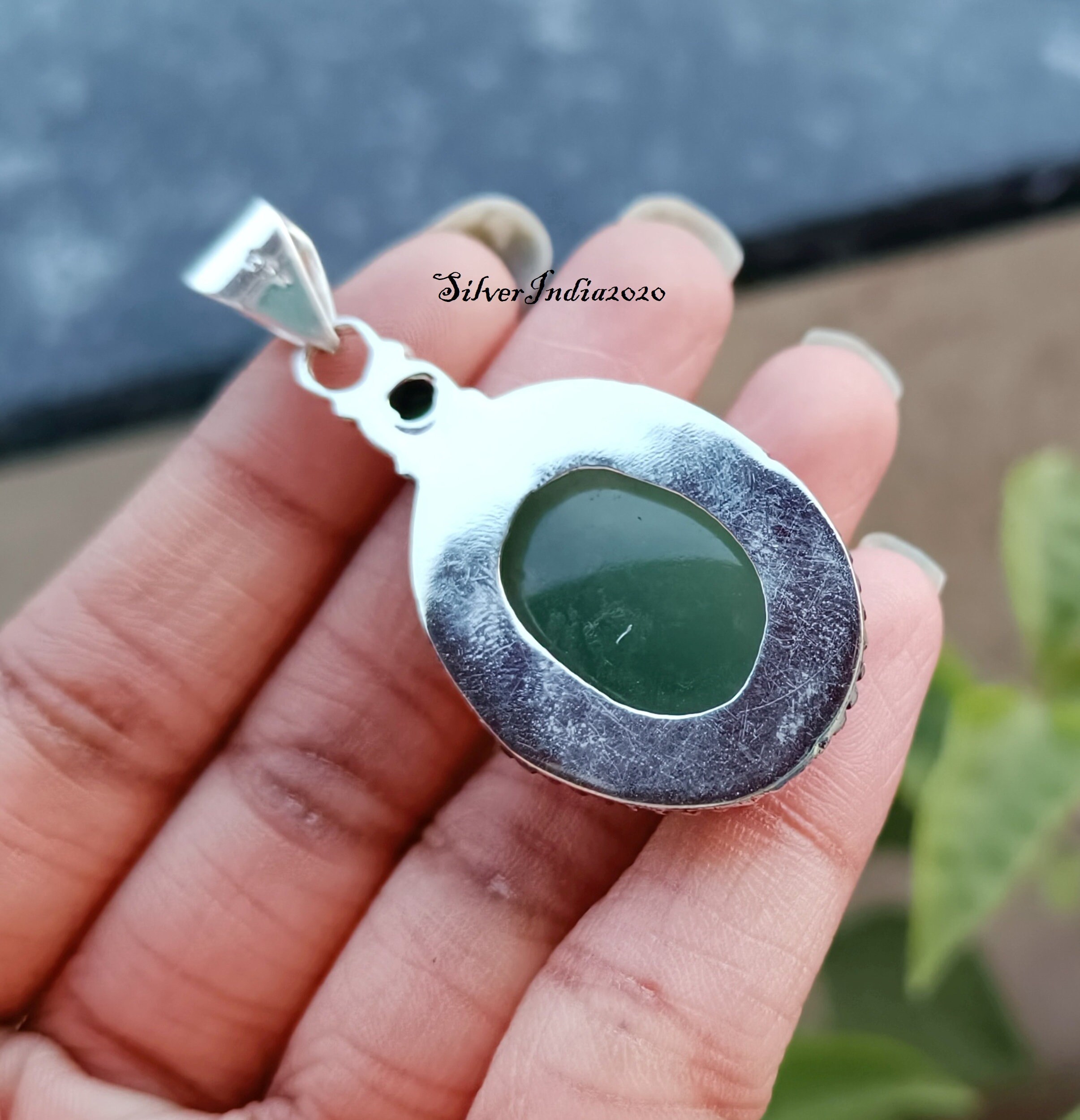 Green Onyx 925 Sterling Silver Pendant - Handmade Gemstone Jewelry