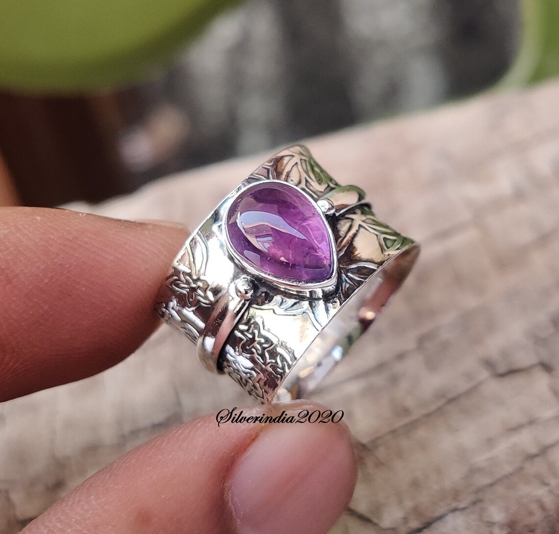 Silver Lunar Amethyste Ring