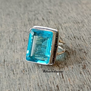 Handmade Blue Topaz Ring: 925 Sterling Silver Gemstone Band