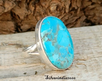 Mohave Turquoise Ring, 925 Sterling Silver Ring, Handmade Ring, Gemstone Ring, Women Ring, Oval Stone Ring, Green Mohave Ring, Gift For Her