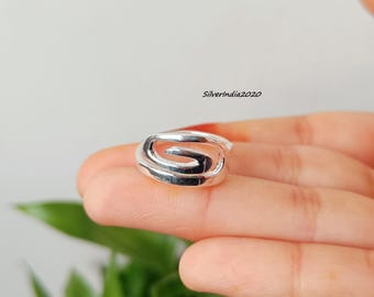 Minimalist Sterling Silver Swirl Ring, Handmade Abstract Band