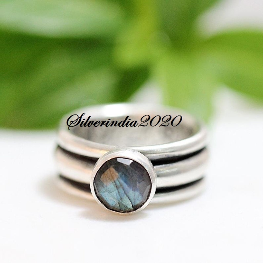 Labradorite Ring, Spinner Ring, Gemstone Ring, 925 Silver Ring ...