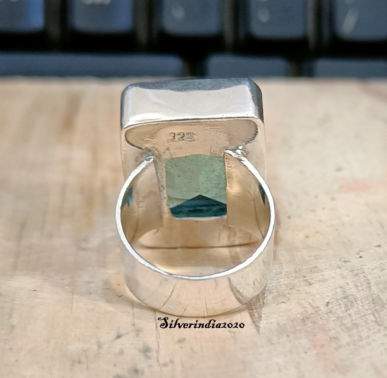 Aquamarine Ring, 925 Sterling Silver Ring, Gemstone Ring, Wide Band Ring, Handmade Ring, Boho Ring, Designer Ring, Aquamarine Jewelry Bild 7
