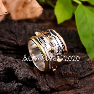 Sterling Silver Spinner Ring: Dainty Anxiety Fidget Ring