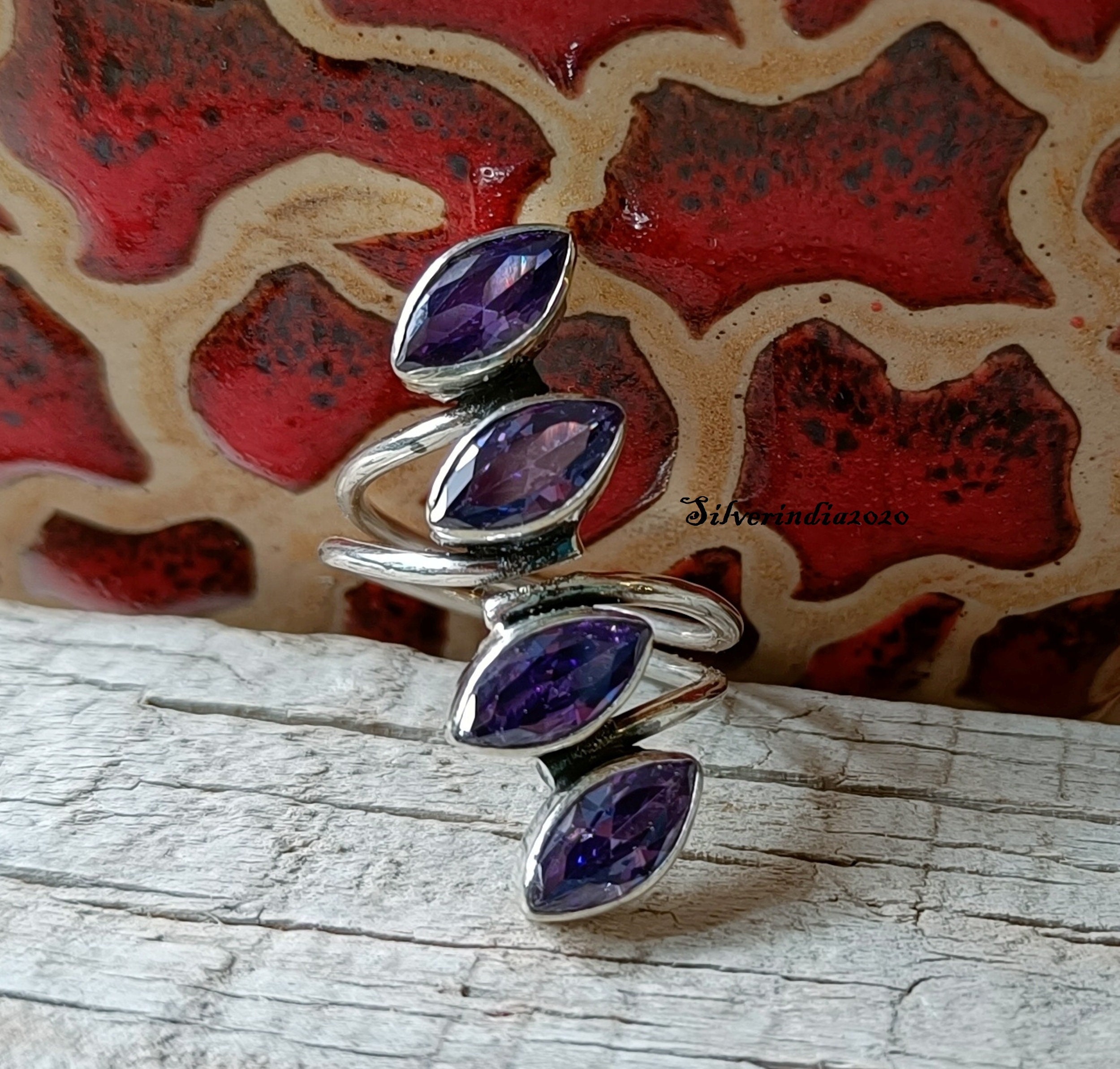 925 Solid Sterling Silver Purple Amethyst Ring -5 us S065 | eBay