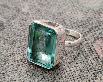 Handmade Aquamarine Ring: 925 Sterling Silver Band, Gemstone Promise Ring