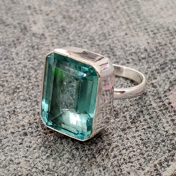 Handmade Aquamarine Ring: 925 Sterling Silver Band, Gemstone Promise Ring