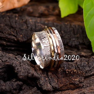 Spinner Ring, 925 Sterling Silver, Anxiety Ring, Fidget Ring, Worry Ring, Dainty Ring, Texture Ring, Women Ring, Gift For Her Ring