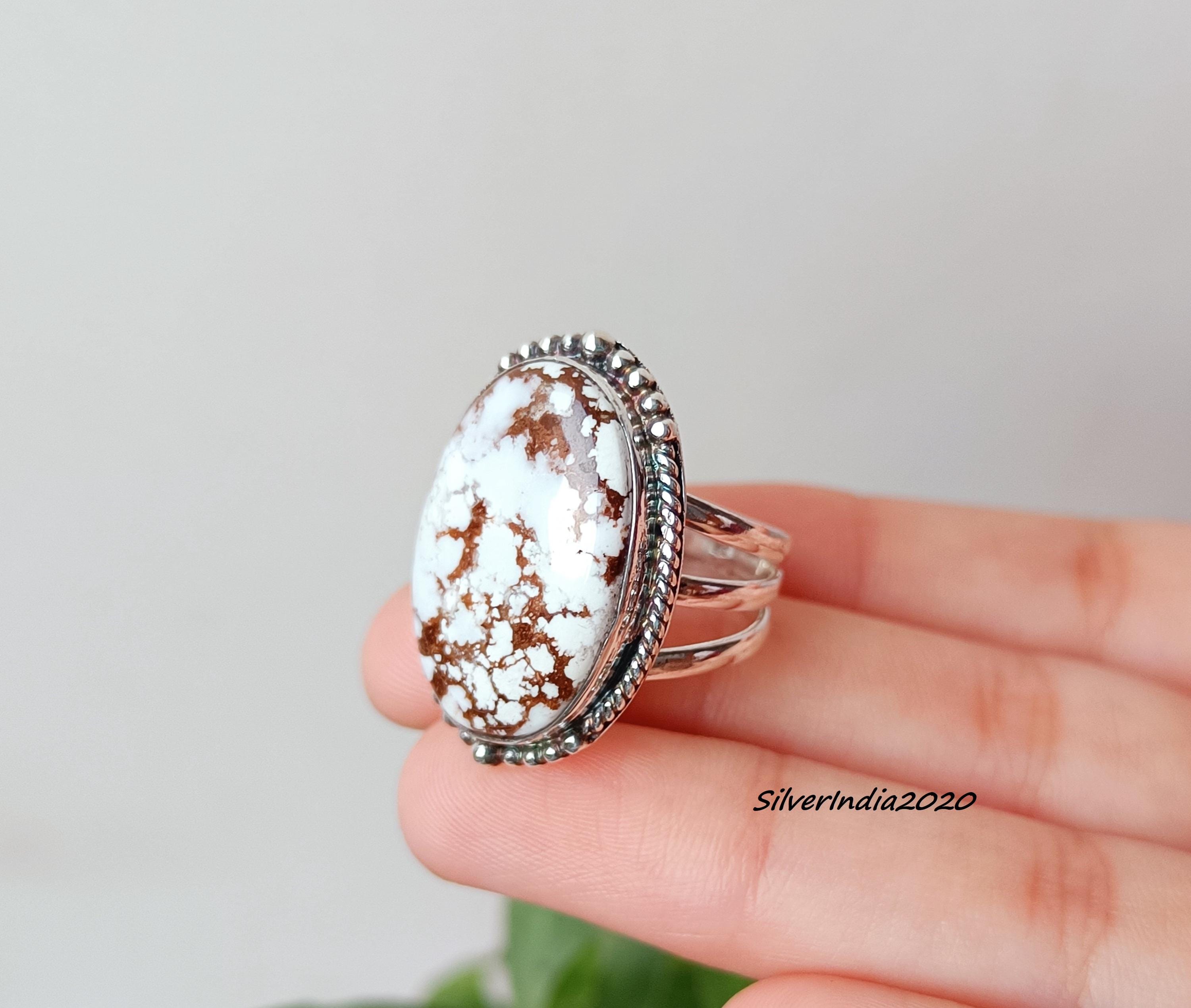 Wild Horse Turquoise Sterling Silver Ring, Boho Gemstone Statement