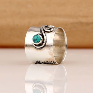 Handmade 925 Sterling Silver Turquoise Band Ring