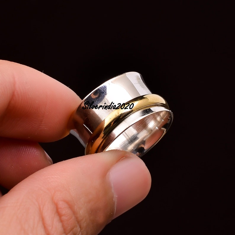 Worry Ring Gift For Her Anxiety Ring 925 Silver Ring Handmade Ring Women Ring Brass Spinner Promised Ring Texture Ring Spinner Ring
