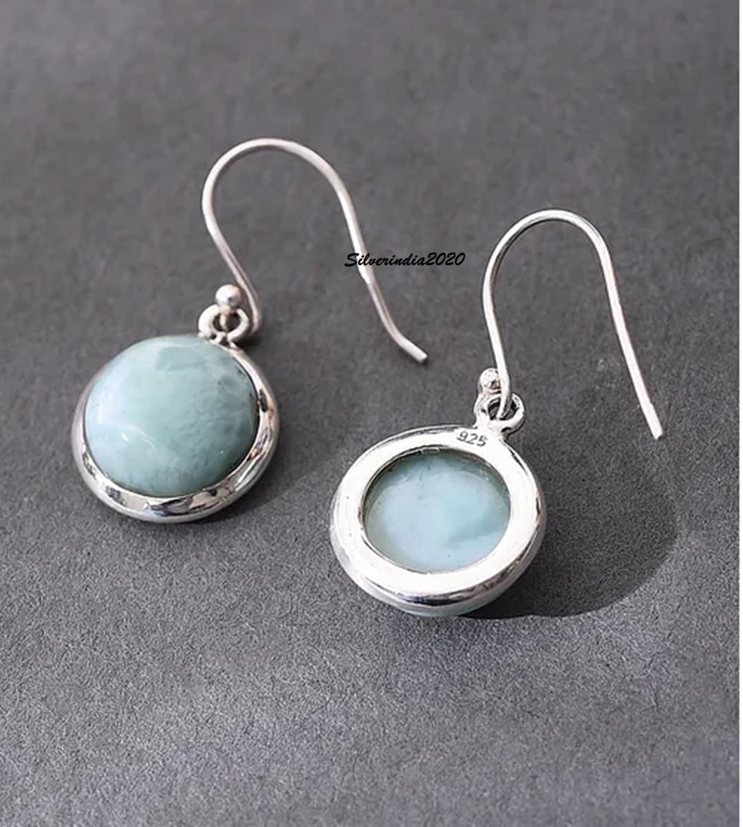 Natural Larimar Earring 925 Sterling Silver Earring Dangle Earring
