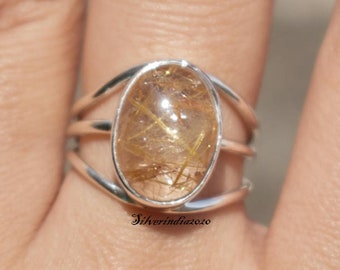 Golden Rutile Ring, 925 Sterling Silver Ring, Gemstone Ring, Handmade Ring, Beautiful Ring, Popular Ring, Women Ring, Gift For Her