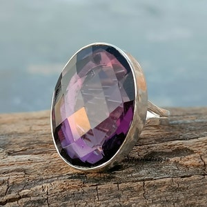 Handmade Amethyst Ring: 925 Sterling Silver Band, Women&#39;s Jewelry
