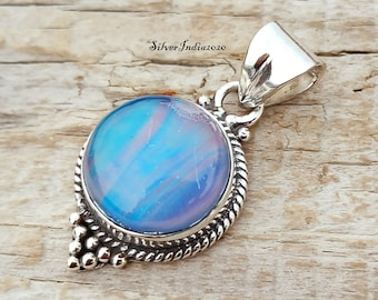 Handmade Opal Pendant: 925 Sterling Silver Necklace