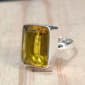 Handmade Citrine 925 Sterling Silver Ring - Boho Statement Band