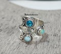 Larimar, Opal & Topaz Ring: Sterling Silver Boho Band