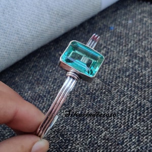 Pure Aquamarine Bangle* 925 Silver Bangle* Handmade Bangle*Gemstone Bangle* Beautiful Bangle* Woman Bangle* Stylish Bangle* Popular Bangle .
