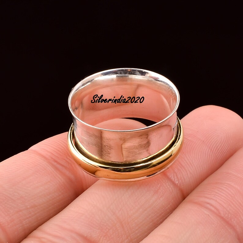 Worry Ring Gift For Her Anxiety Ring 925 Silver Ring Handmade Ring Women Ring Brass Spinner Promised Ring Texture Ring Spinner Ring