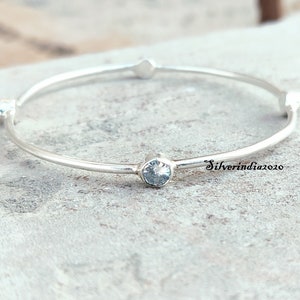 Handmade 925 Silver Bangle: Peridot, Topaz & Rose Quartz
