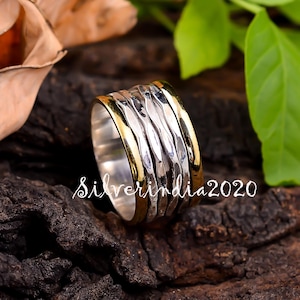 Sterling Silver Spinner Ring: Dainty Fidget Anxiety Ring