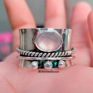 Rose Quartz Ring, Spinner Ring, 925 Silver Ring, Meditation Ring, Anxiety Ring, Beautiful Ring, Women Ring, Two Spinner Ring, Gift For Her