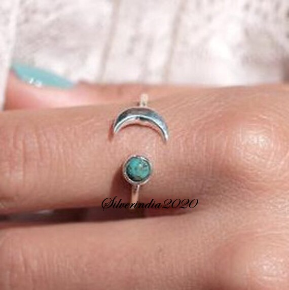 925 Sterling Silver Moon Ring, Crescent Moon Ring, Tiny Moon Ring