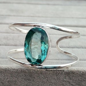 Aquamarine Bangle, 925 Silver Bangle, Beautiful Bangle, Designer Bangle, Gemstone Bangle, Handmade Bangle, Gift for Her, Silver Jewelry