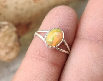 Natural Opal Ring: 925 Sterling Silver Band, Gemstone Ring