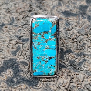 Copper Turquoise Ring, 925 Sterling Silver, Handmade Ring, Beautiful Ring, Silver Band Ring, Women Ring, Wedding Ring, Party Wear Ring.