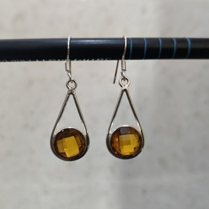 Handmade Citrine Dangle Earrings: Sterling Silver Boho Jewelry