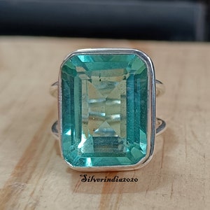 Aquamarine Ring, Silver Band Ring, 925 Sterling Silver, Gemstone Ring, Promised Ring, Popular Ring, Handmade Ring, Women Ring, Gift For Her