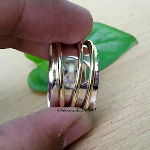 Handmade Sterling Silver Fidget Ring: Wide Band Meditation Ring