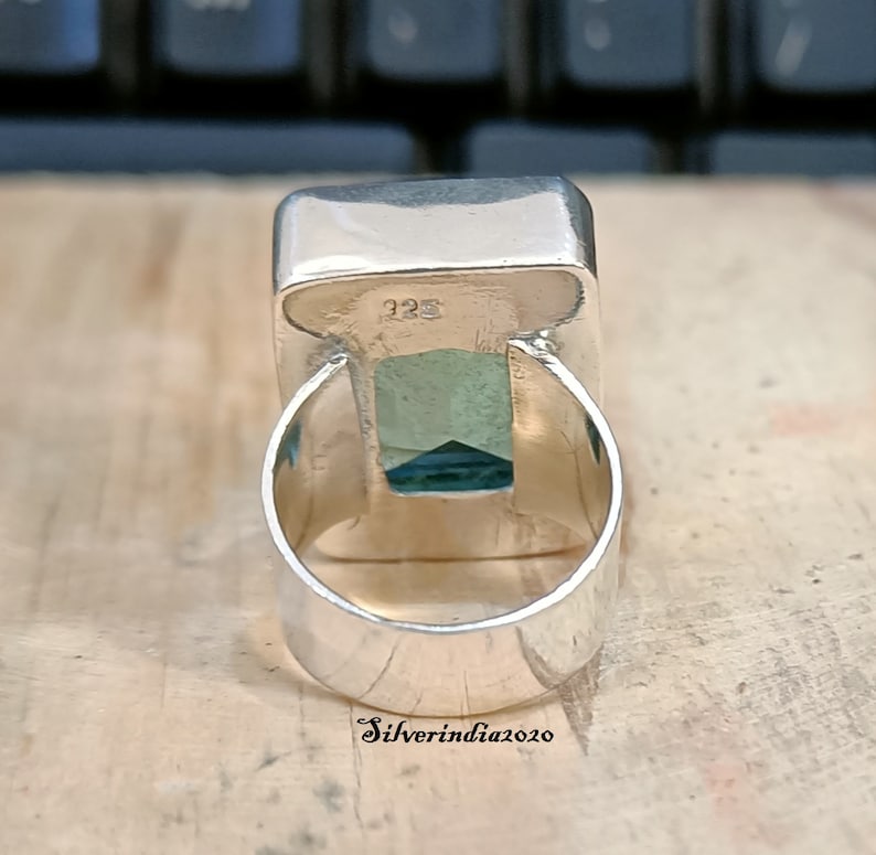 Aquamarine Ring, 925 Sterling Silver Ring, Gemstone Ring, Wide Band Ring, Handmade Ring, Boho Ring, Designer Ring, Aquamarine Jewelry Bild 2