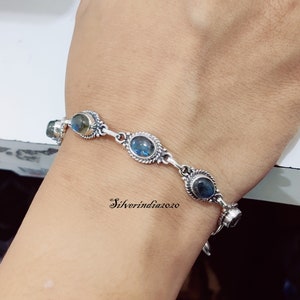 Natural Labradorite bracelet, 925 Sterling silver bracelet, Seven Stone Bracelet ,Dainty Bracelet, Gemstone Bracelet, Gift for love ,Stylish