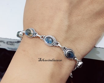 Dainty Labradorite Bracelet: 925 Sterling Silver Gemstone, Stylish Gift