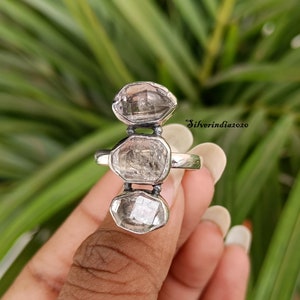 Rough Herkimer Diamond Ring: 925 Sterling Silver Gemstone