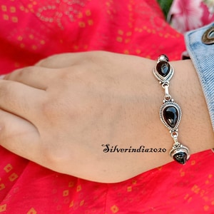 Black Onyx Bracelet ~ 925 Sterling Silver ~ Adjustable Black Onyx Bracelet ~ 925 Sterling Silver ~ Adjustable