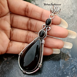Handmade Black Onyx Pendant: 925 Sterling Silver Gemstone