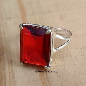 Garnet Ring,925 Sterling Silver Ring, Handmade Ring, Boho Ring, Beautiful Ring, Red Stone Ring, Women Ring, Gift For Her, Gift For Valentine