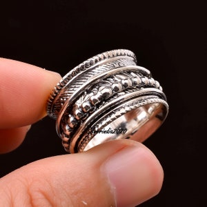 Textured Sterling Silver Spinner Ring: Anxiety Meditation Ring