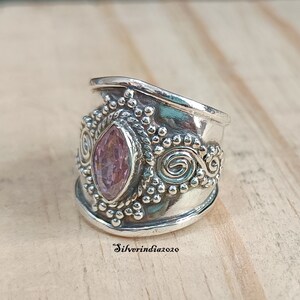 Rose Quartz Ring, 925 Sterling Silver Ring, Handmade Ring, Boho Ring ...