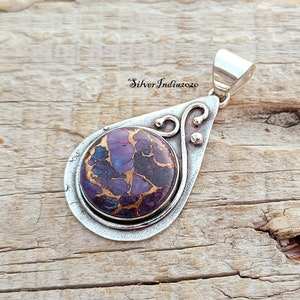 Handmade Sterling Silver Purple Turquoise Pendant