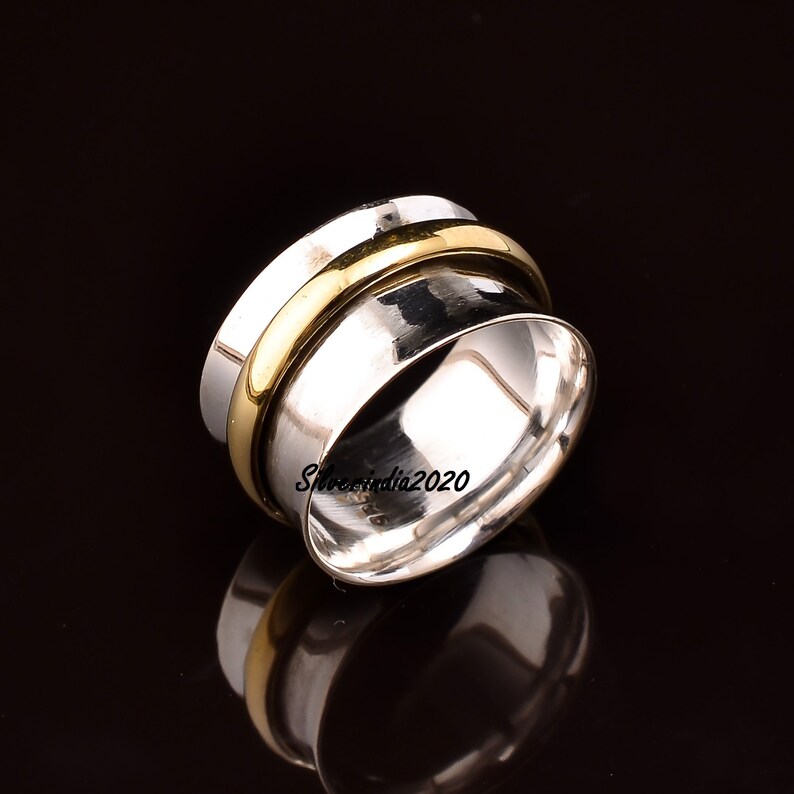 Worry Ring Gift For Her Anxiety Ring 925 Silver Ring Handmade Ring Women Ring Brass Spinner Promised Ring Texture Ring Spinner Ring
