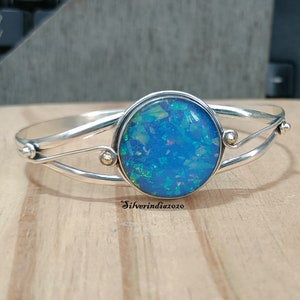Australian Opal Bangle: Handmade 925 Sterling Silver Women&#39;s Jewelry